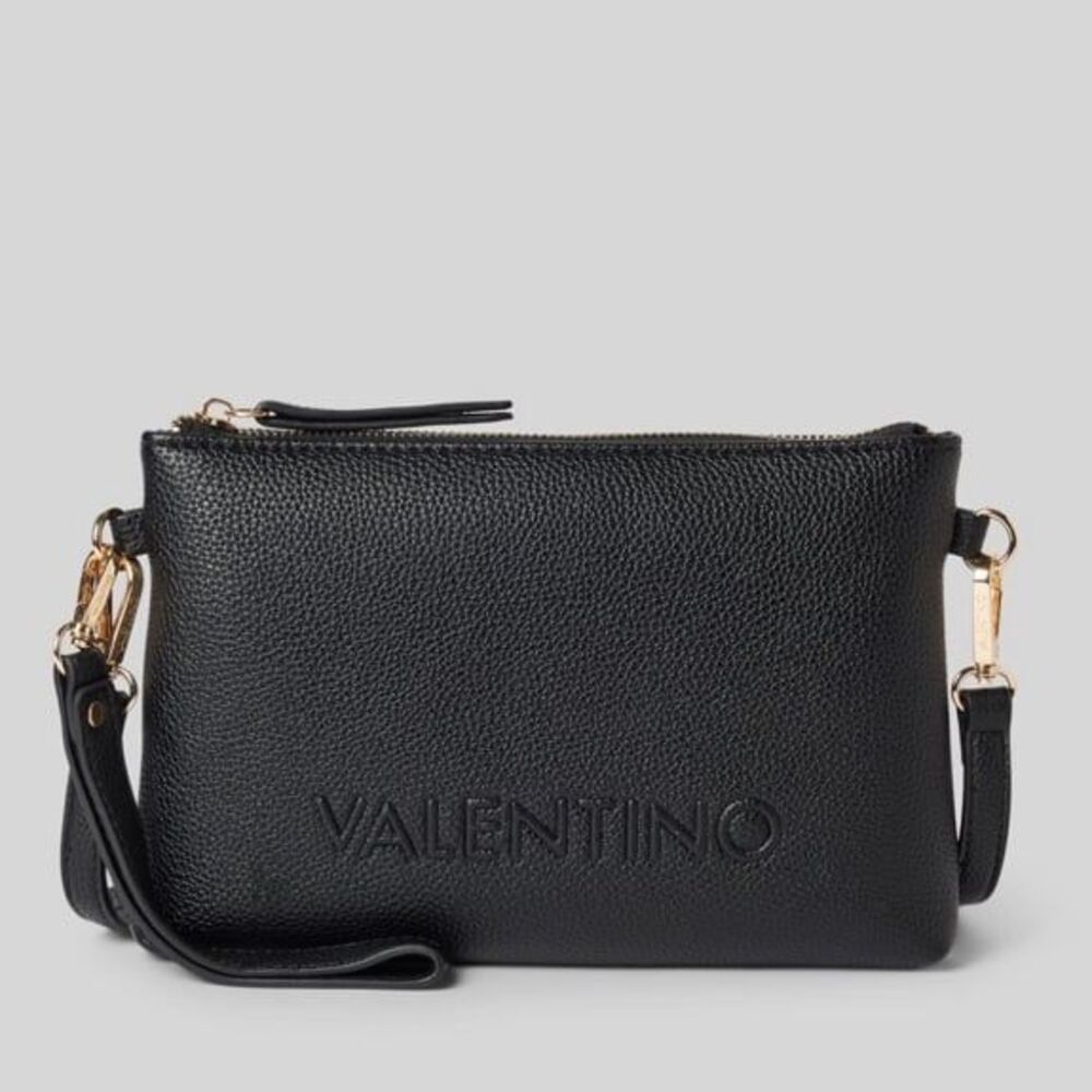 Valentino Black pebble leather full zip crossbody purse belt bag wristlet NEW